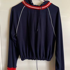 Hippie Rose blue crop hoodie